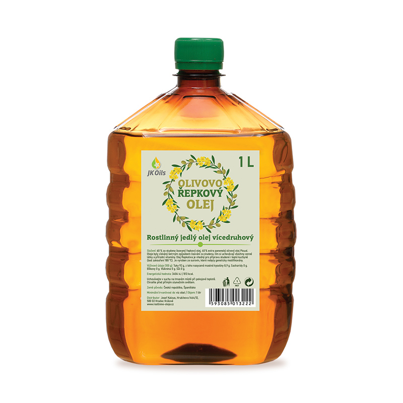 JK OILS olivovo řepkový olej lisovaný za studena 1 litr